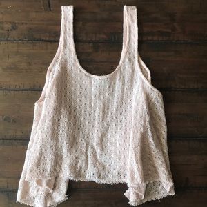 Free People Beach pink crochet trapeze tank